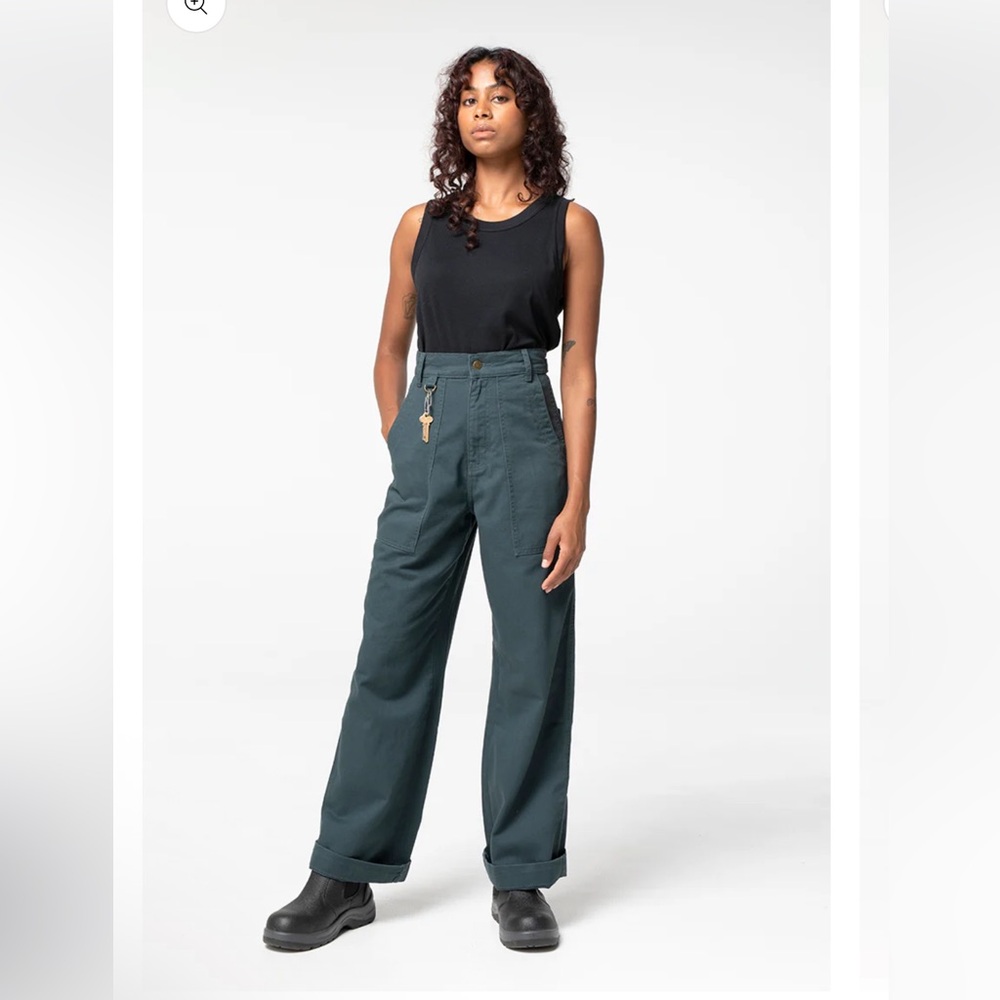 SUK Workwear Women's Teal High-Waisted Carpenter Pants Adjustable